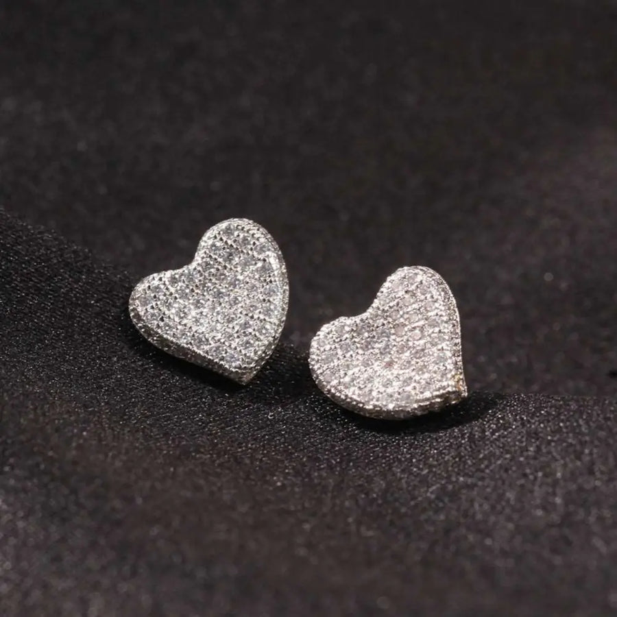 Diamond Heart Bolt Earrings - Sea Of Silver