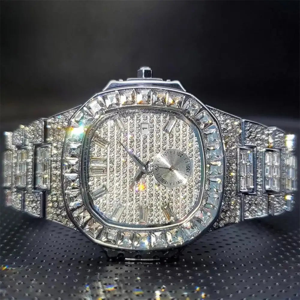Double Dial Diamond Watch - V299-Silver