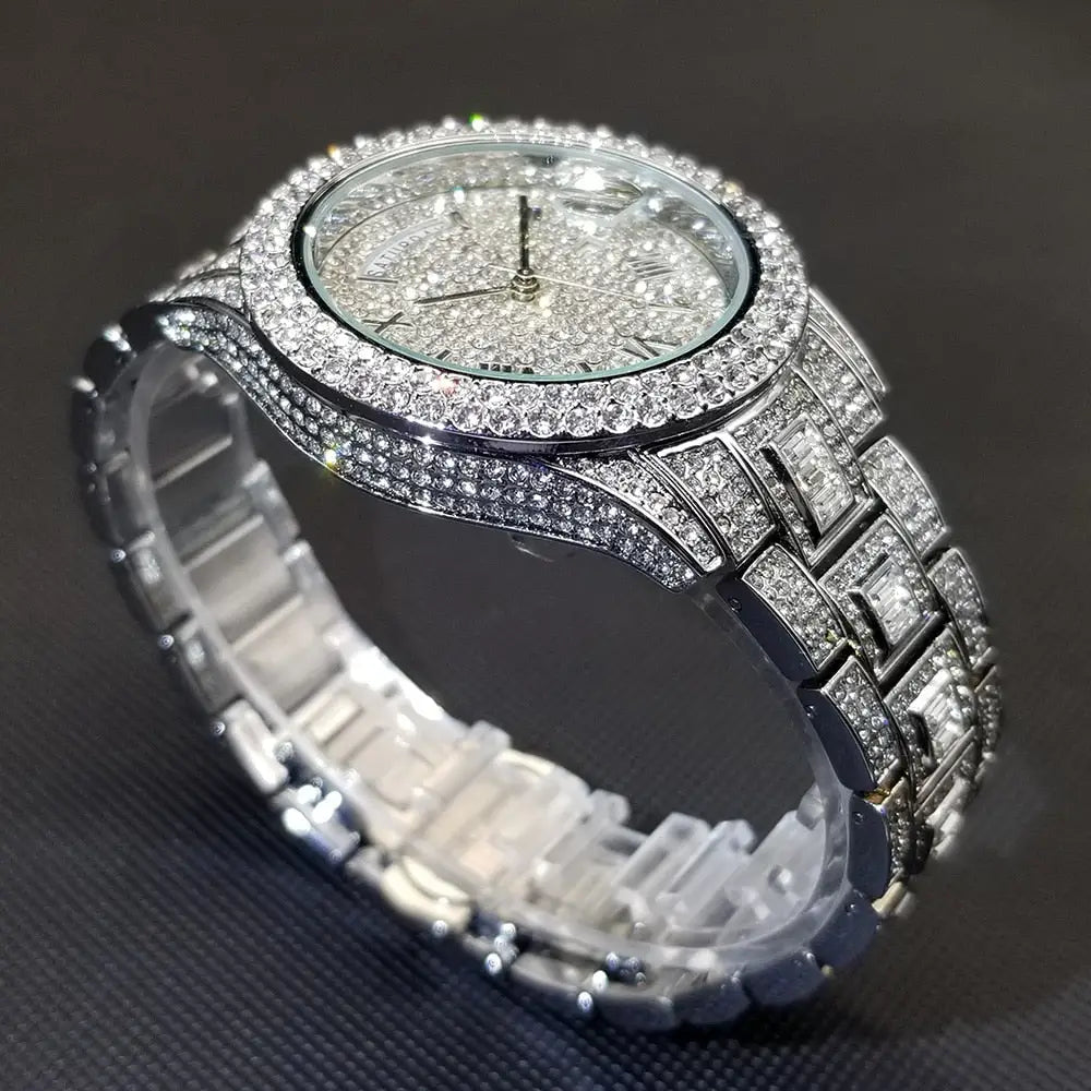 Iced Out Quartz Watch - Sea Of Silver